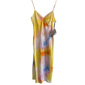 NWT Diane Von Furstenberg Target Collab Slip Dress Tie Dye Yellow Blue Sz S